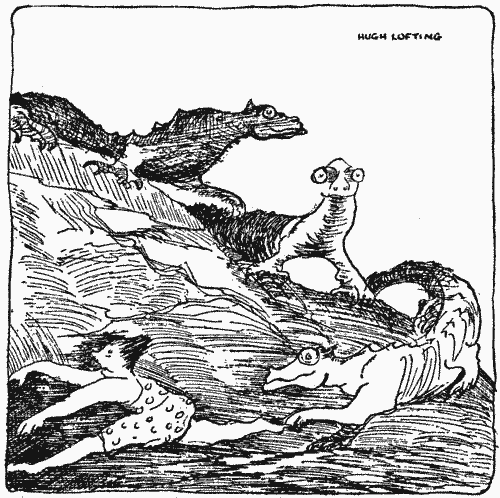 "A swarm of giant lizards descended"