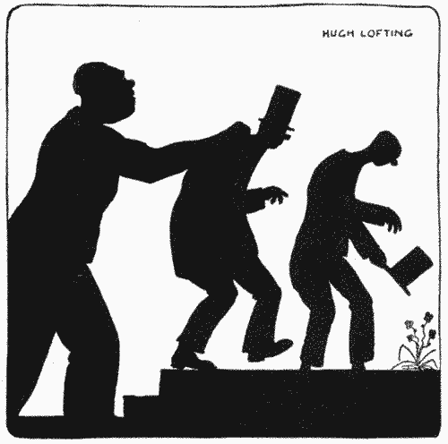 "He conducted them towards the head of the steps"