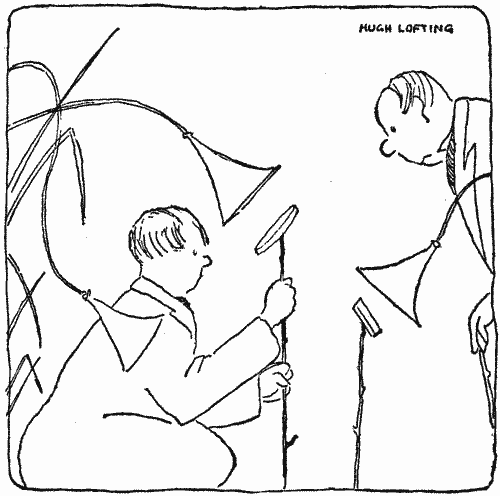 "These we rigged up on sticks"