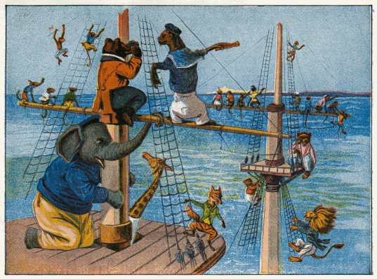 UP THE RIGGING THE MONKEYS RAN.