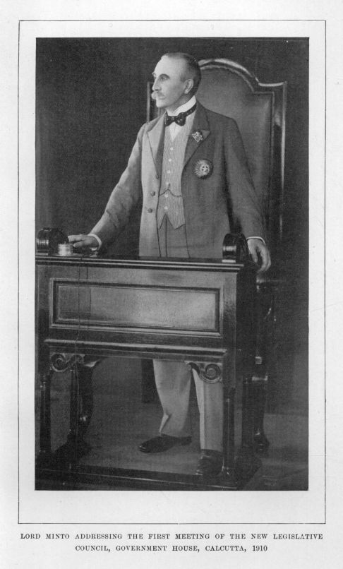 LORD MINTO ADDRESSING THE FIRST MEETING OF THE NEW LEGISLATIVE COUNCIL, GOVERNMENT HOUSE, CALCUTTA, 1910