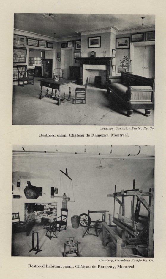 Restored salon, Ch�teau de Ramezay, Montreal. Restored habitant room, Ch�teau de Ramezay, Montreal.