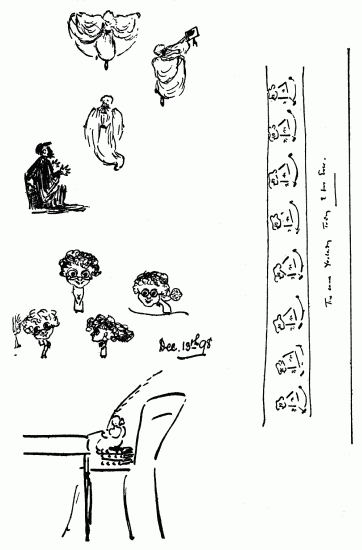 Hand-written note with drawing.