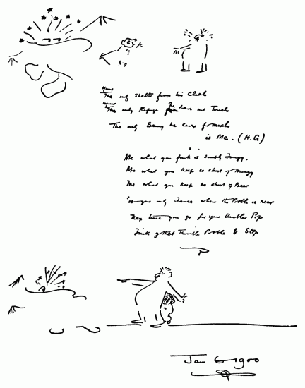 Hand-written note with drawings.