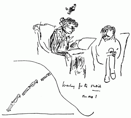 Hand-written note with drawings.